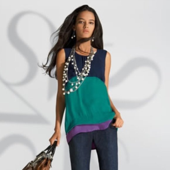 Simply Vera – Vera Wang Color Block Top L - Picture 1 of 7